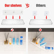 Acrylic Shelves Bathroom 2 Pack Clear Shower Floating Shelf with Hooks Transparent Wall Mounted No Drilling Thick Storage Display Shelving (2 Pcs Shelves)