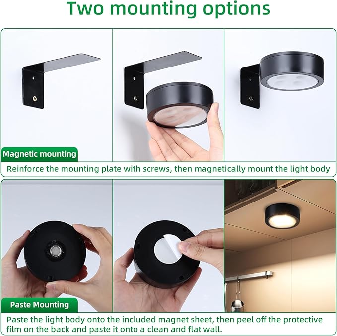 2 Pack Wireless Picture Lights for Wall, Magnetic Black Rechargeable Picture Light Battery Operated with Remote 3 Lighting Modes Painting Light for Art Display, Battery Wall Lights for Photo Gallery