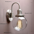 Yosoan 1-Light Vintage Industrial Fixture Light, 5.9'' Round Globe Clear Glass Shade with Elegant Curved Rod Hardwired Wall Sconce for Bathroom Porch Kitchen Living Room Hotel Foyer(Brushed)