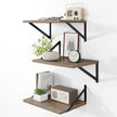Heimlove Deep Floating Shelves for Wall, 12 Inch Deep Floating Shelves Set of 3, 16W x 12D Wood Wall Shelves, Wide Wood Shelves with Metal Bracket for Living Room, Kitchen, Office, Bedroom - Grey