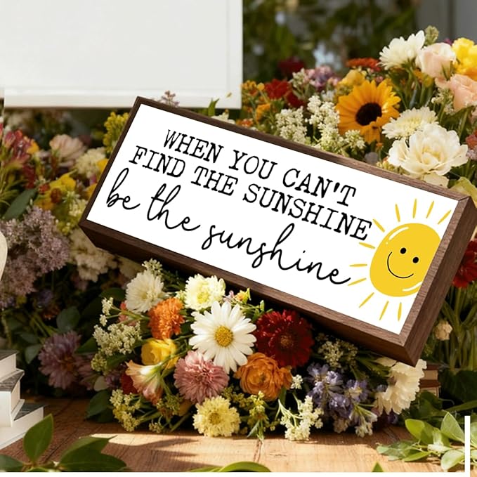 When You Can't Find the Sunshine Be the Sunshine Sign, Positive Wood Sign, Rustic Decor Signs, Modern Farmhouse Home Decor, Sun Decoration for Bedroom, Living Room Shelves Decoration