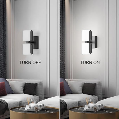 Aipsun Black Wall Sconces Hardwired Modern LED Sconces Wall Lighting Indoor Wall Sconce for Living Room Hallway 6000K White Light