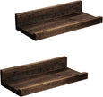 Z metnal Mini Floating Shelves, Small Natural Wooden Display Wall Shelf for Picture Ledge, Pawlownia, Wall Mounted, 12 x 5.5inch, 2 Pack