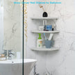 Joiishom Corner Wall Shelf Set of 3, Floating Corner Shelves, Rustic Wood Wall Storage Display Shelves for Living Room Bedroom Bathroom Kitchen (Fanshaped-White)