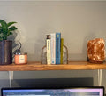 JIC Gem Natural Decorative Agate Book Ends Geode Bookends Stone Bookends for Shelves Book Ends to Hold Books Heavy Duty with Rubber Bumpers for Décor Small Size(1 Pair, 2-3 LBS)