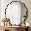 Round Wavy Mirror - 30 Inch Metal Frame Round Mirrors Wavy Edge Circle Mirror for Bathroom Bedroom Living Room Entryway Black