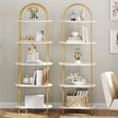 HOOBRO 5 Tier Open Bookshelf, Industrial Arched Bookcase Display Shelf Rack, Wooden Bookcase Storage Shelf Metal Frame, Tall Storage Organizer for Home, Easy Assembly, Gold DM176SJ01