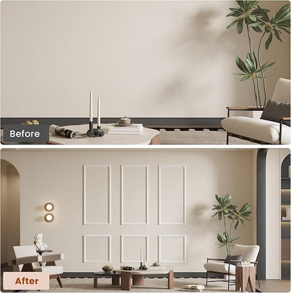 SmartStandard Pre-Cut Wall Molding Kit, 6-Frame Wainscoting Panels for Interior Wall Moulding Decor, Ready to Assemble Accent Panel