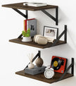 Forbena 12 Inch Deep Floating Shelves for Wall Set of 3, Wooden Wall Bookshelf for Bedroom Books, Rustic Wood Hanging Bookshelves for Bathroom Living Room Office Storage (Dark Brown)