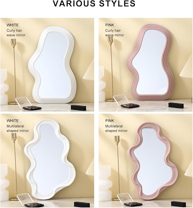 Mokoze Asymmetrical Wall-Mounted Mirror, Creative Unique Decorative Mirrors, Funky Wavy Mirror 15.94