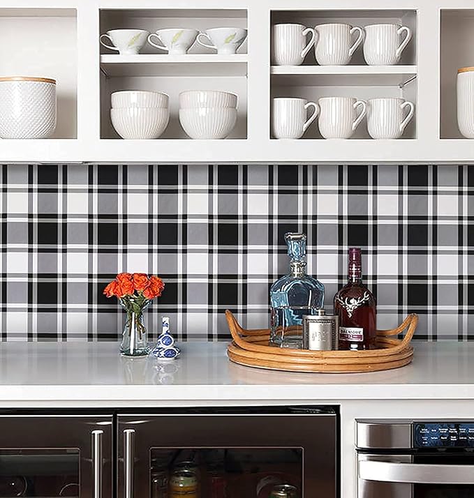 Guvana 17.7"x118" Black and White Trellis Contact Paper Peel and Stick Wallpaper Removable Contact Paper Self-Adhesive Waterproof Wallpaper for Wall Cabinets Shelves Drawer Liner Decorative