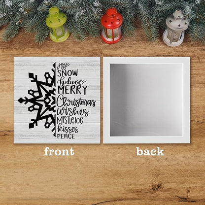 Christmas Decor Christmas Sign Decorations for Home Snowflake Sign for Home Office Desk Table Cubicle Shelf Xmas Desk Accessories 5 x 5 inch