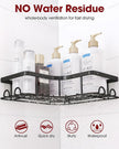 Corner Shower Caddy - 2 Pack, Adhesive Shower Organizers, Rustproof Stainless Steel Shower Shelves with 8 Hooks, No Drilling Bathroom Organizers and Storage Racks, Space-Saving, Black, Medium