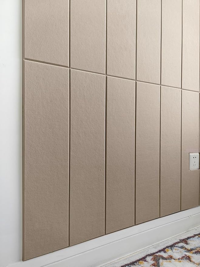 Shiplap Felt Wall Panels for Interior Wall Decor, Accent Wall Paneling for Bedroom Living Room & Office, Peel and Stick, Sound Absorbing – 24 Pack Felt Wall Tiles with Adhesive - Camel