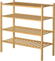 4 Tier Bamboo Shoe Rack for Closet Free Standing Wood Shoe Shelf for Entryway Small Space Stackable 27