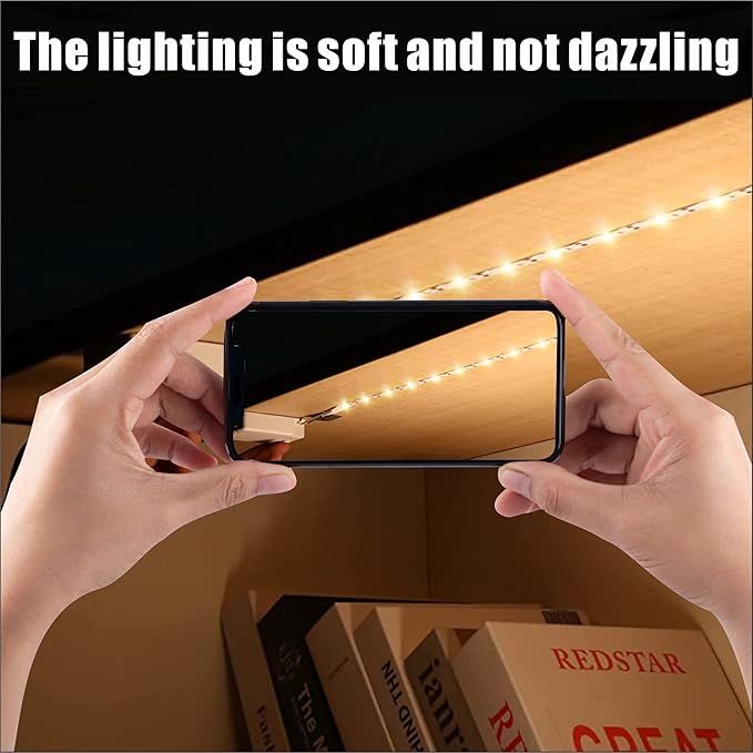 3.28ft Indoor Battery Powered LED Strip Lights Under Cabinet Stick on Lights Under Cabinet Kitchen Led Lights Short Led Strip Lights Battery Led Light x 3 Pack 3000K, Without Batteries