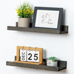 Picture Ledge Wall Shelves 16 inch Width Set of 2, Solid Pine Wood Rustic Floating Ledge Shelves for Wall for Kids' Room Bedroom Kitchen Bathroom Living Room Nursery Display Wall Decor, Grey