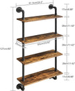 YMYNY Industrial Pipe Shelf Bracket, 4 Tiers Retro Wall Mounted Floating Shelf, Wood DIY Bookshelf, Storage Shelves for Living Room, Bedroom, Office, 24