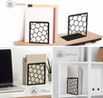 GEOMOD Geometric Honeycomb Black Metal Bookends Decorative - Tall Sturdy Book Ends for Shelves - Modern Heavy Duty Bookend Stopper - Office or Home Book Shelf Book Holder - 6x3.25x6.25 Inches - 1 Pair
