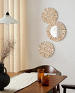 Boho Decorative Mirror for Living Room, 3PCS Handcrafted Mother of Pearl Mirror Wall Decor for Home Dorm Apartment Hallway Staircase, Mosaic Art Plates for Wedding Decoration (Dark Brown)