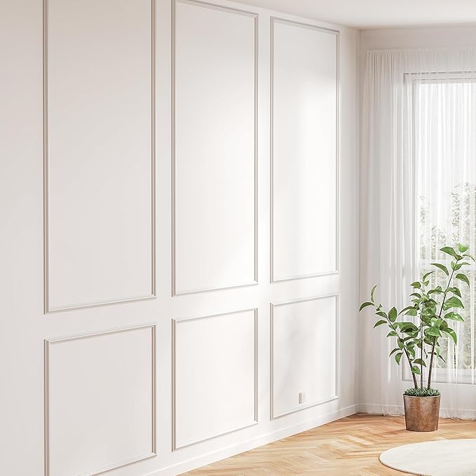 3 Sets Peel and Stick Molding Trim for Walls, Pre-Cut Wainscoting Panels 54x24 Inch Peel and Stick Wall Molding Kit, Self Adhesive Molding Trim for Walls, Home Renovation, White
