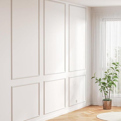 3 Sets Peel and Stick Molding Trim for Walls, Pre-Cut Wainscoting Panels 54x24 Inch Peel and Stick Wall Molding Kit, Self Adhesive Molding Trim for Walls, Home Renovation, White