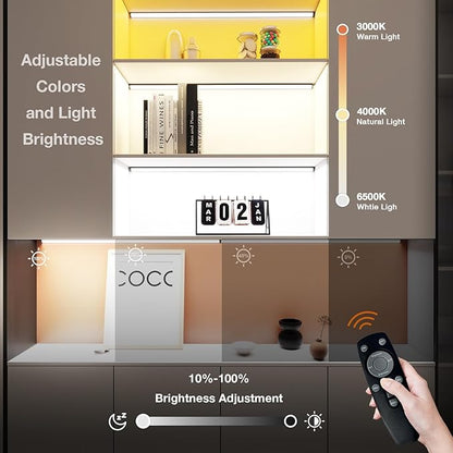Under Cabinet Lighting Wireless with Remote,Rechargeable Battery Operated Closet Lights,3 Color Magnetic Dimmable led Strip Lights,Under Counter Lights for Kitchen,Shelf,Bedroom (Black-2PCS, 80cm)