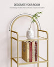 Bookcase Bookshelf, Tempered Glass Bookshelves, Slim Shelving Unit for Bedroom, Bathroom, Home Office, Steel Frame, 6 Tier Gold BC10601G