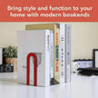 Chunful 6 Pcs Modern Metal Book Ends for Shelves Decorative Small Bookends Book Shelf Organizer Minimalist Design Stopper to Hold Books for Home Office (Red,5.5 * 3.75 * 2.25inch)
