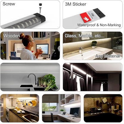 Under Cabinet Lights Built-in ADIUSTABLE Cable LED Light Bar No Messy Wires! Touch Under Counter Lights for Kitchen 3Pcs 6500K Cool White 1350Lm Under Cabinet Lighting Good for Timer Smart Plug