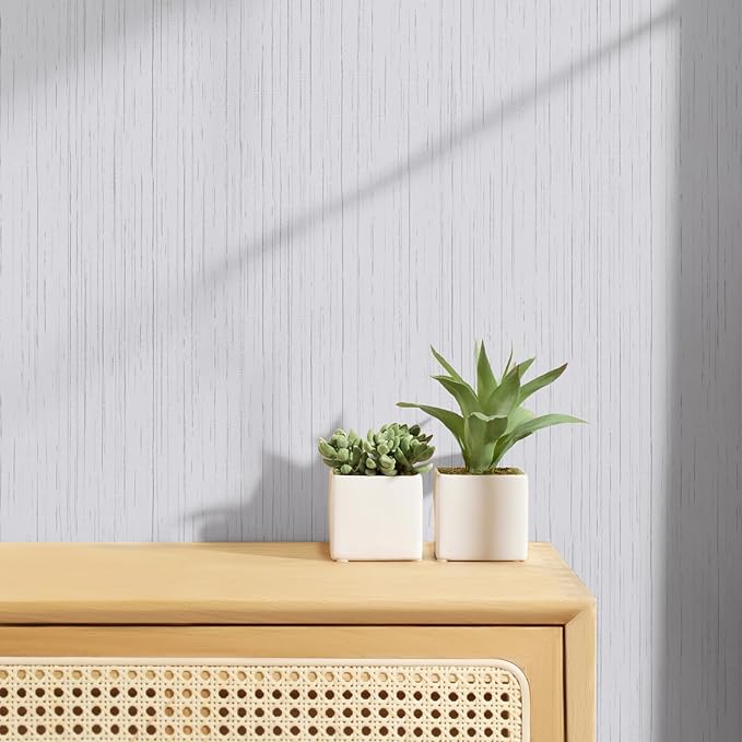 White Grasscloth Peel and Stick Wallpaper Textured Self-Adhesive Contact Paper A Set of 47