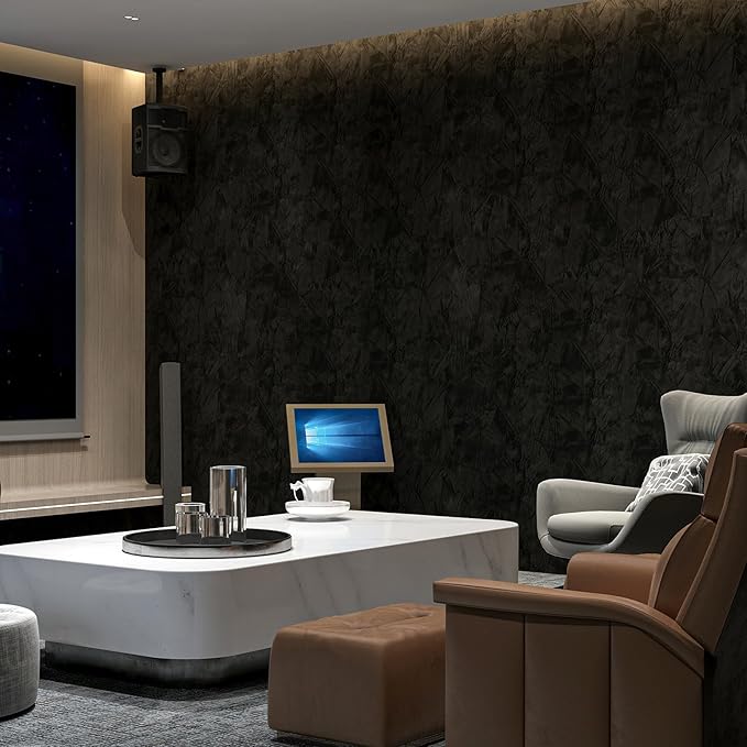 Self Adhesive Velvet Wallpaper Black Soft Velvet Fabric Wallpaper 17.7