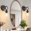 Wall Sconces Set of 2 Modern Vanity Light Fixtures for Bathroom Black Wall Mount Lighting Lamp Hardwired Farmhouse Wall Lights with 6 Inch Clear Glass Shade for Bedroom Living Room Mirror