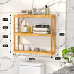 Domax Bamboo Bathroom Shelf 3-Tier Wall Mount Storage Rack Multifunctional Adjustable Layer Free Standing Over Toilet Utility Shelves Living Room Kitchen (Bamboo)