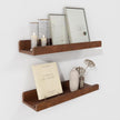 Floating Shelves for Wall - Wood Picture Ledge Shelf Set of 2 - Dark Wood Wall Shelves with Lip - Walnut Picture Frame Shelf