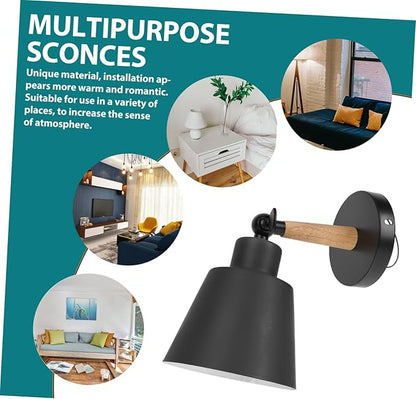 Nordic Modern Wall Light Black Wood Corridor Lamp Simple Chic Bedroom Wall Mounted Lamp for Hallway Stylish Minimalist Decor for Bedside and Balcony Lighting
