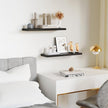 Floating Shelves for Wall, Black Wood Set of 2, 24