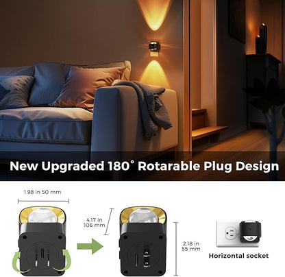 L LOHAS LED Night Light Projector, Night Lights Plug into Wall, 2000K/3000K/5000K Adjustable Color Temperature Nightlight, Rotating Nightlight with Light Sensor for Kids, Bathroom, Gaming Room,1 Pack