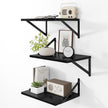 Heimlove Deep Floating Shelves for Wall, 12 Inch Deep Floating Shelves Set of 3, 16W x 12D Wood Wall Shelves, Wide Wood Shelves with Metal Bracket for Living Room, Kitchen, Office, Bedroom - Black