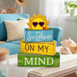 4 Pcs Summer Table Decor Wooden Sunshine Beach Tiered Tray Decor Rustic Farmhouse Sunshine Block Signs Gifts Summer Table Centerpieces for Home Kitchen Coffee Bar Shelf Office Decorations