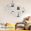 NORCEESAN Hexagon Floating Shelves Set of 6 Honeycomb Shelves Wooden Farmhouse Hexagonal Shelf for Wall Decor Hanging Shelves Honeycomb Storage Shelf for Bedroom Living Room Nursery, Grey-White