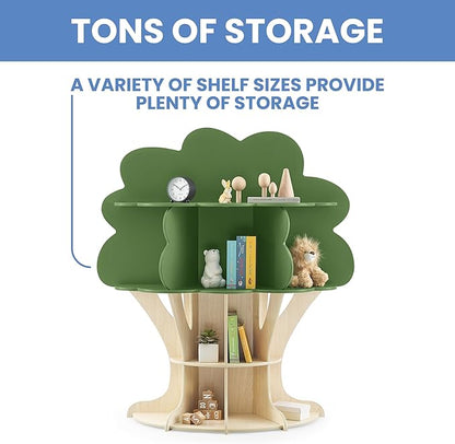 Delta Children Tree Bookcase - Greenguard Gold Certified, Fern Green/Crafted Natural