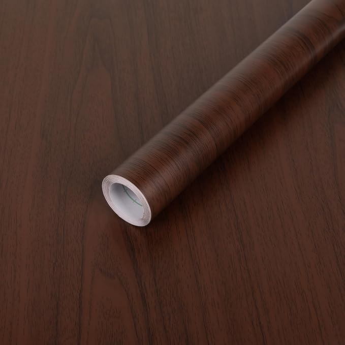 Abyssaly Wood Contact Paper, Red Brown Wood Peel and Stick Wallpaper, Self Adhesive Removable Wooden Look Grain Contact Paper for Cabinets Drawer Countertop 11.8 in X 78.7 in