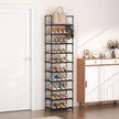 10 Tiers Tall Shoe Rack 20-25 Pairs Boots Organizer Storage Sturdy Narrow Shoe Shelf for Entryway, Closets with Hooks, Black