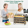 EsLuker.ly Spice Seasoning Rack Organizer Kitchen Countertop, 4 Tier Bamboo Spice Shelf Holder Storage with 4 Hooks, Wall Mounted Freestanding Stand for Pantry, Quick Spice Access(Jars Not Included)