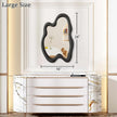 AAZZKANG Irregular Mirror Black Asymmetrical Wall Mounted Mirrors Large Modern Wood Frame Wall Mirror for Bathroom Bedroom Living Room Entryway 24