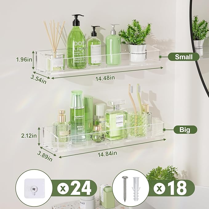 6PCS Acrylic Floating Shelves for Wall, 15