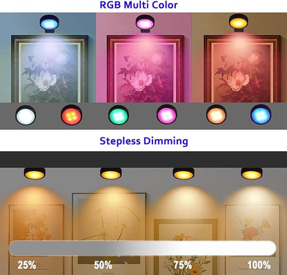 3 Pack Battery Operated Picture Light, Puck Lights with Remote, Picture Lights for Wall, Picture Frame Lights with 20 Color Changing, Wireless Magnetic Art Light for Accent, Paintings-Black
