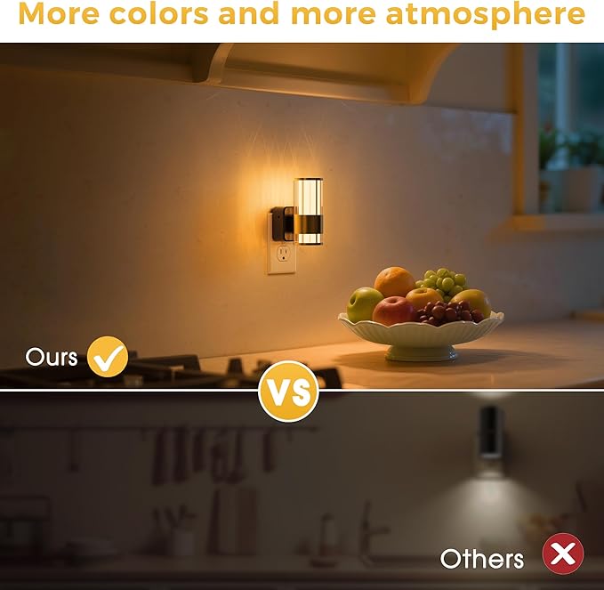 L LOHAS LED Night Light, Night Lights Plug into Wall, 10-Color RGB Change Nightlights,10/50/100LM Adjustable Automatic Nightlights Plug in with Dusk to Dawn Sensor for Room Bathroom Hallway