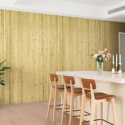 Natural Bamboo Wall Panel for Interior Wall Decor, Renewable Pole Wrap Wainscoting Paneling for Wall Ceiling Furniture Cabinet Office, 48 x 96 Inch, Natural